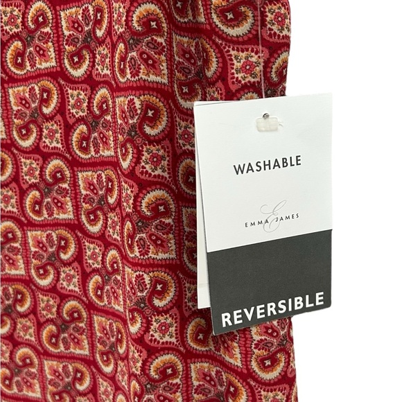 NWT Emma James Liz Clairborne Women's Red Floral Reversible Midi Maxi Dress 12P - Picture 6 of 7